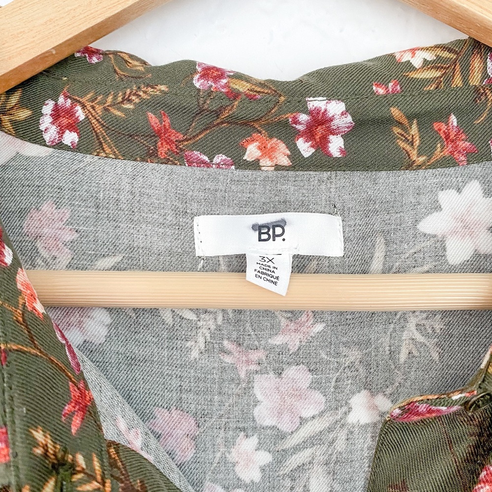 Nordstrom BP. NEW Green Floral Button Down Midi Dress Sz 3X - Picture 7 of 10